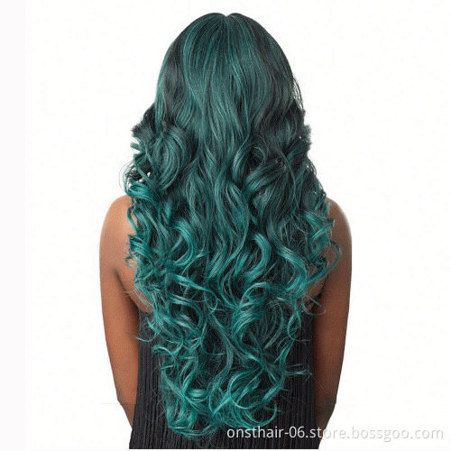 MYZYR24 Inch Synthetic Fiber Machinery Manufacturing Packaging Heat-resistant High-quality Cheap Artificial Wig Dream Green Hair